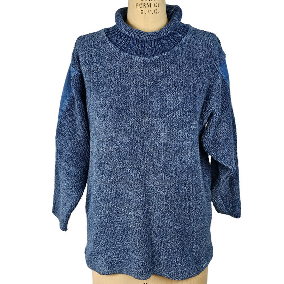 Blue Willi's Sweaters - Blue Willi's cotton Indigo dyed roll neck oversized pullover sweater size Small